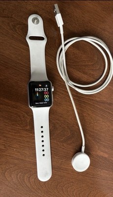Apple Watch Series 3 A1858 38mm white sports band with charging cable