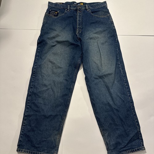 Vintage Size 38 Alphanumeric A# Skate Performance Baggy Denim Jeans Blue 90’s