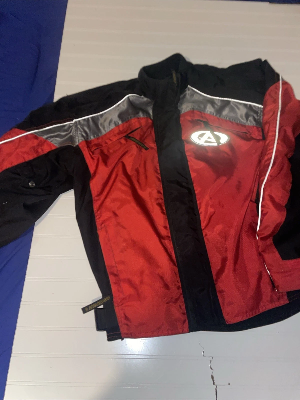 AGV Sport Motorcycle Jacket Men's XL Black Red Zip Heavy Nylon Polyester - product detail image 7