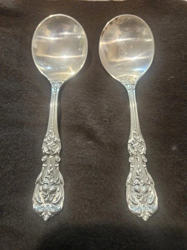 Wallace Antique Sterling Silver (.925) Ornate Spoons Set of 2 Marked STERLING