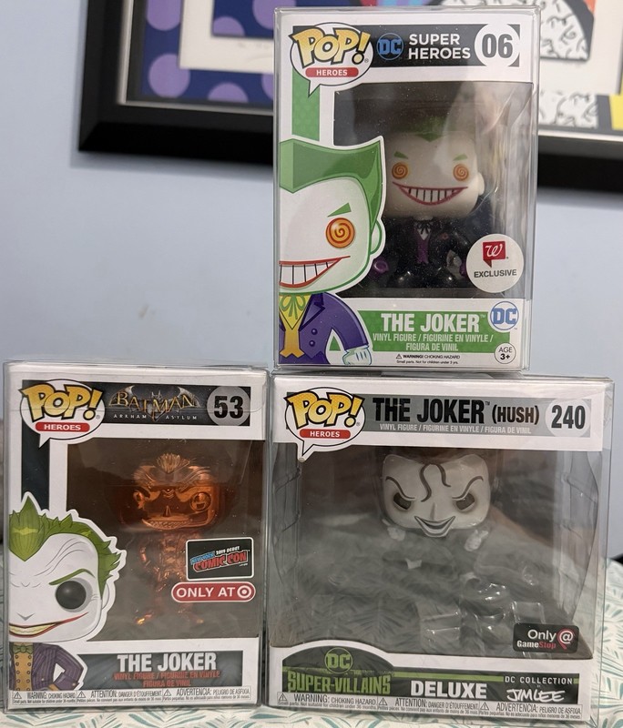 (3x)  DC Joker Funko Pop Lot 240 Hush B&W 06 Walgreens 53 NYCC Orange Chrome New