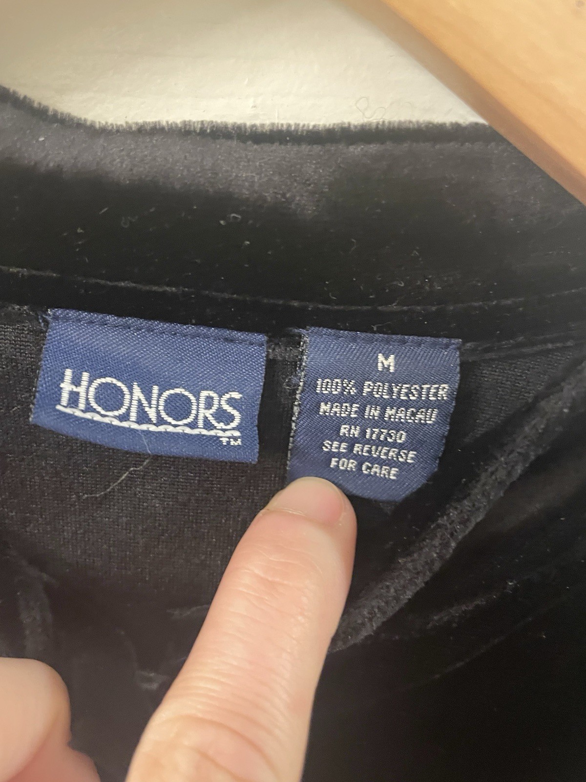 Honors Black Velvet Button Front Patch Pocket Car… - image 3