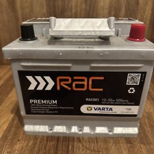 RAC Premium RAC001 12V 52Ah 520A Used Battery Working Condition 207x175x175mm