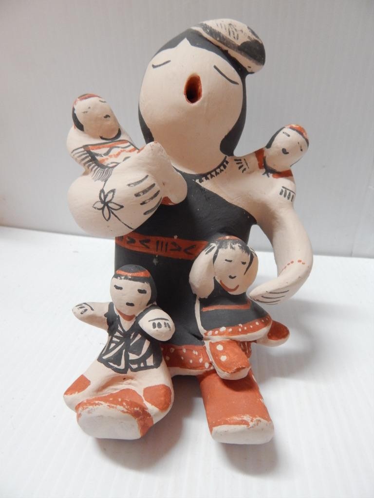 SNOWFLAKE FLOWER (d) COCHITI PUEBLO INDIAN POTTERY STORYTELLER FIGURE - XNICE !