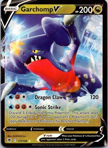 Garchomp V 117/189 Holo V Rare Astral Radiance Pokemon Near Mint