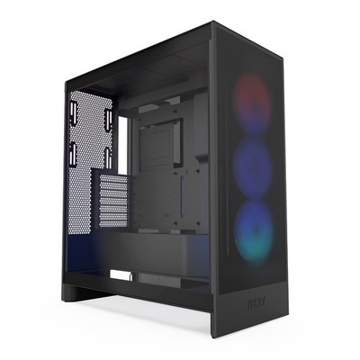 NZXT H7 Flow Black RGB (2024) Midi Tower ATX Gaming Gehäuse schwarz mit Glasf...