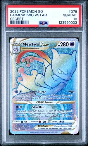 2022 POKEMON GO SECRET #079 FULL ART/MEWTWO VSTAR PSA 10