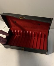 Vintage Cassette Tape Carrying Case - Black Faux Leather - 10 Slots -Red Velvet