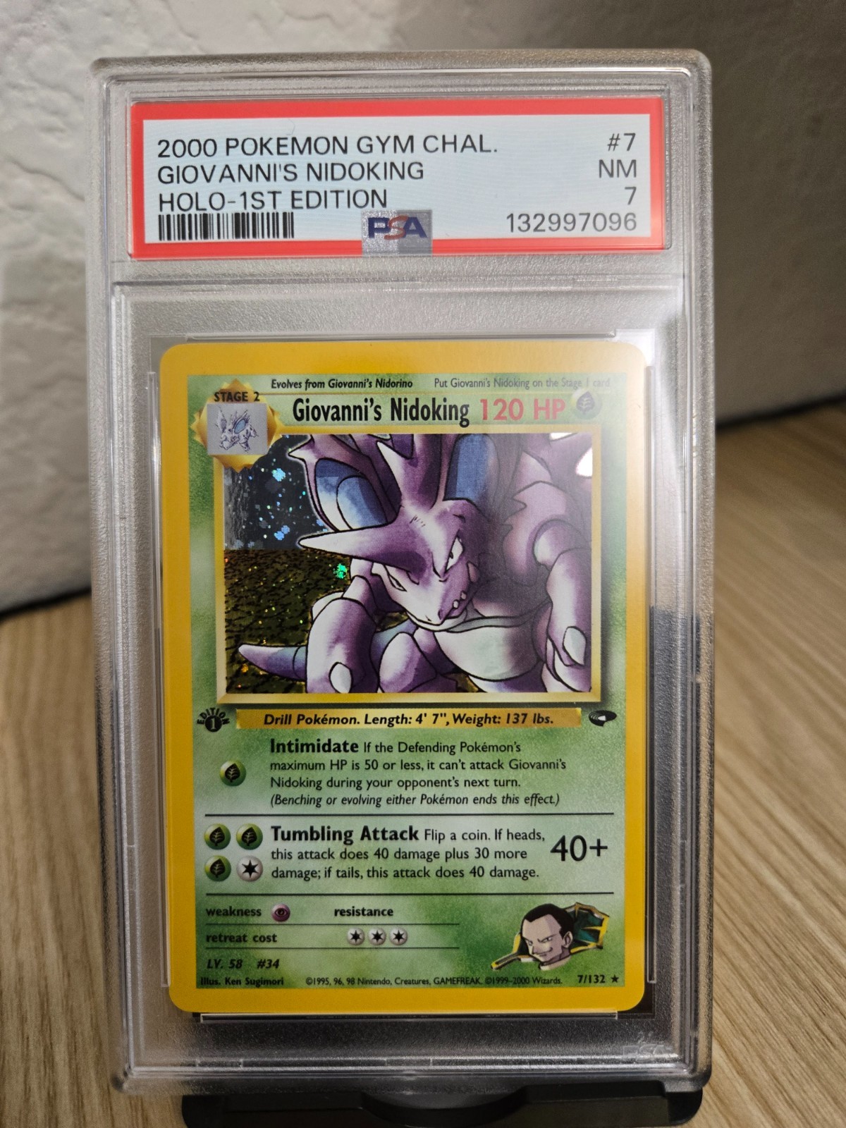 **2000 POKEMON GYM CHALLENGE HOLO-1ST EDITION #7 GIOVANNI'S NIDOKING PSA 7