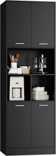 Tall Bookcase Oak Storage Cabinet Adjustable Shelves Doors Freestanding