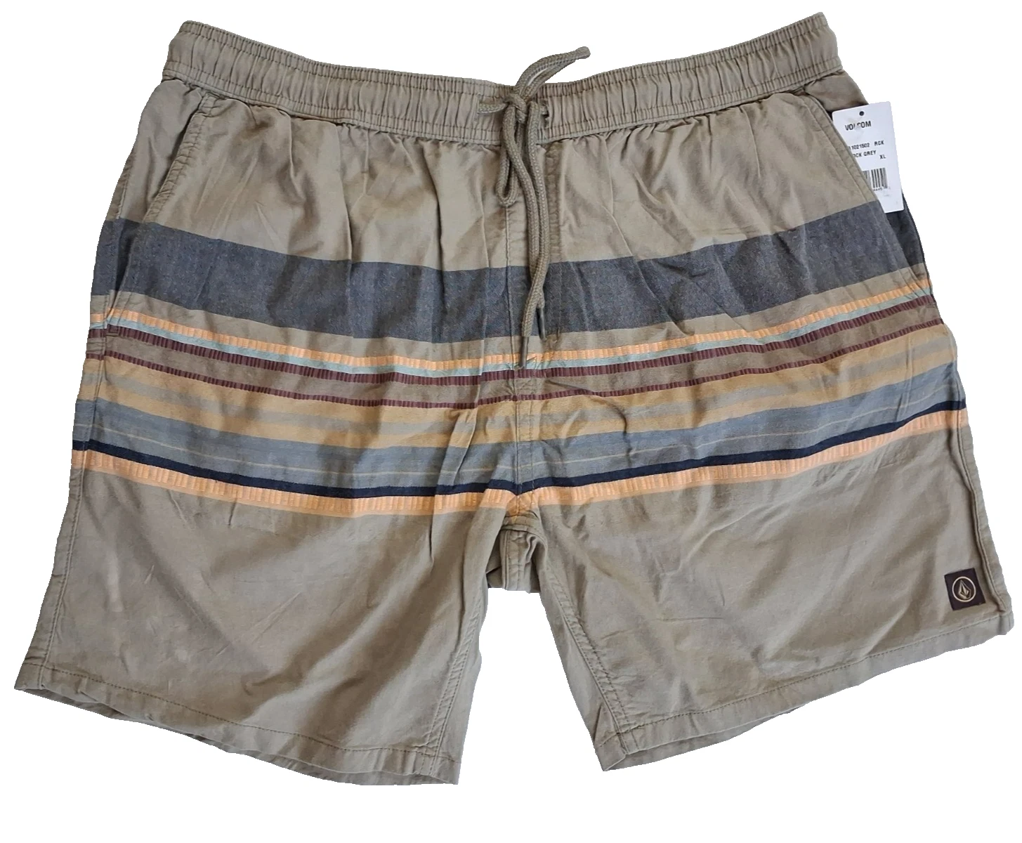 Volcom Mens Shorts 36 Size XL Neo Nuevo Drawstring Cotton Beige Inseam 7" NWT