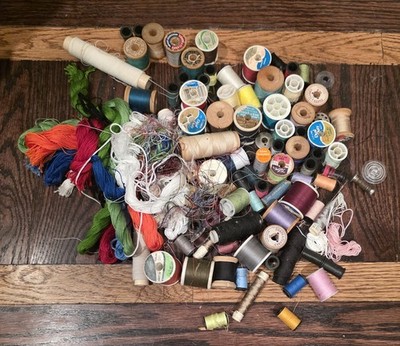Assorted Sewing Lot Thread Bobbins and Accessories As Pictured