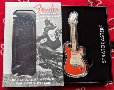 PAMP Fender  Fiesta Red Stratocaster Guitar 1oz .999 Silver  6K Mintage!  MInt!
