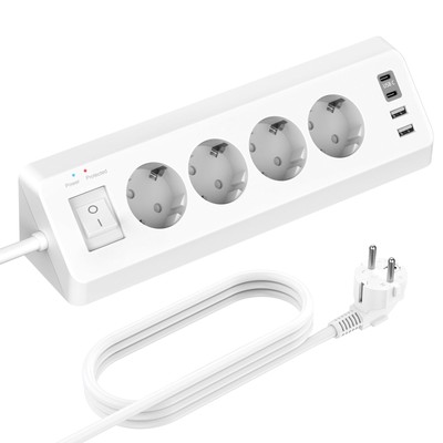 4 Fach Steckdosenleiste mit USB C Ecksteckdose Ecke 4 USB mit Schalter
