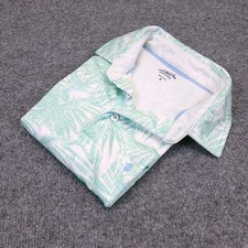 Izod Saltwater Relaxed Classics Polo Shirt Mens Medium Green White Palm Print