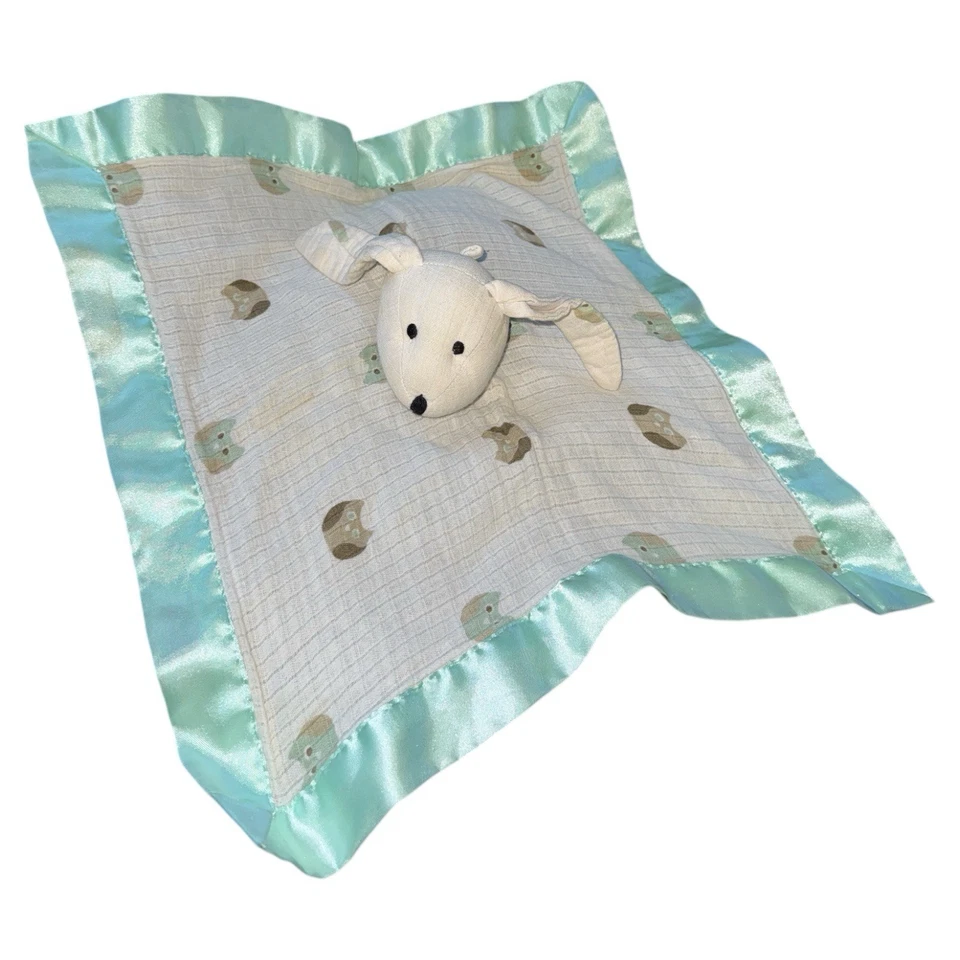 Manta de seguridad Aden Anais Musy Mate Bunny & Owls Lovey Muselina verde satinado Foto 2 de 4