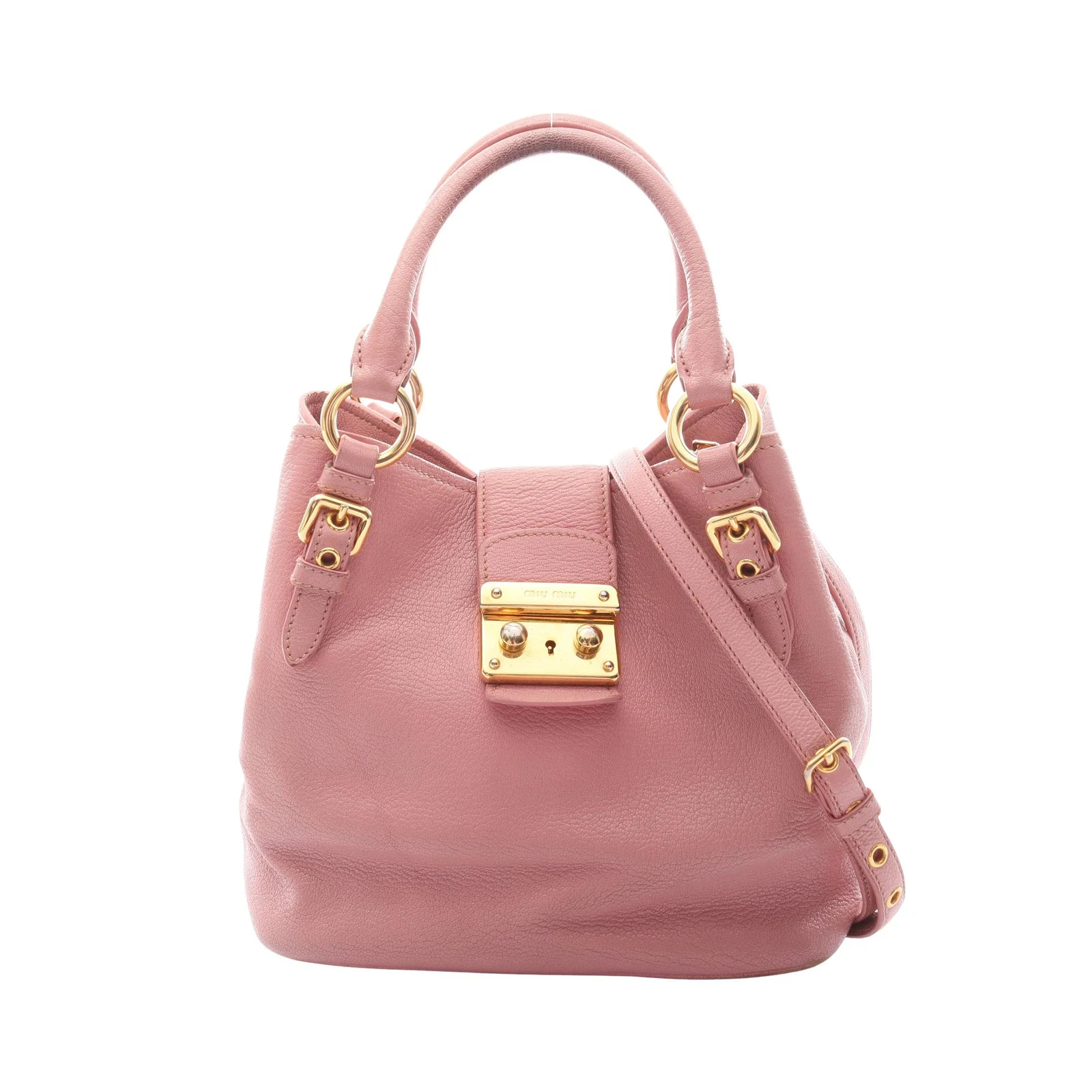 Miu Miu — miu miu MADRAS 2WAY Handbag Pink Leather #RCB3674