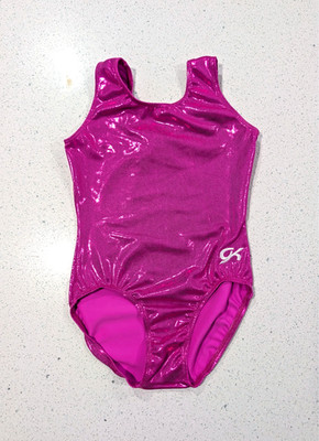 GREAT GK ELITE Gymnastics Dance Leotard Adult Small Shiny Gumball Mystique PINK
