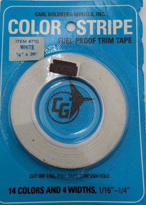 Carl Goldberg Models 710 White Color Stripe Fuel-Proof Trim Tape