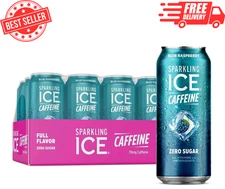 Sparkling Ice Caffeine Blue Raspberry Sparkling Water with Caffeine, Zero Sugar