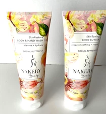 Nakery Beauty Body Butter & Body Hand Wash Social Butterfly 3.38floz Each New