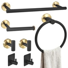Black Bathroom Accessories Set 7-Pieces Stainless Steel Modern Luxury Design,...
