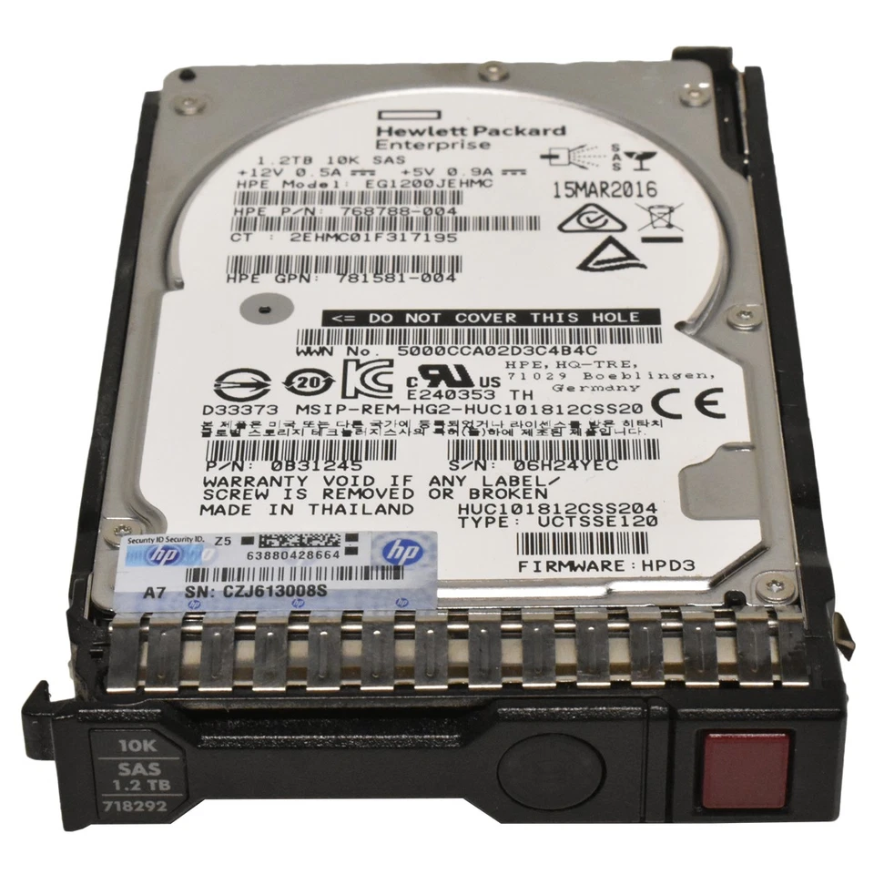 HP HDD 1.2 TB SAS Festplatte 2,5" 10K 12Gbs 781578-001 781514-002 781581-004