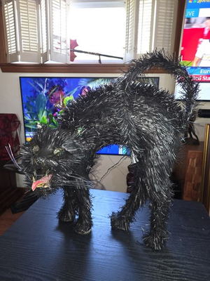 #ad #ad Vintage 19” FIBER OPTIC BLACK CAT Color Changing Halloween Decor Spooky Scary $30.95