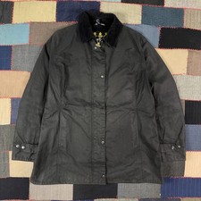 Vintage 90s Barbour Black Flannel Lined Waxed...