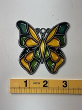 VTG Stained Glass Style Suncatcher Butterfly Ornament 3.5" Multi-Colored