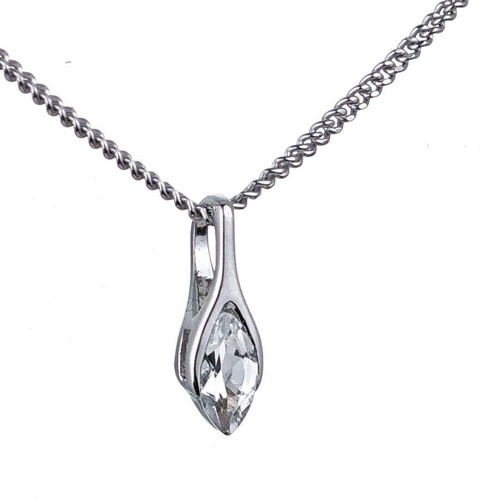 Natural White Topaz Necklace Sterling Silver SMALL Marquise Gemstone Handmade - Picture 11 of 12