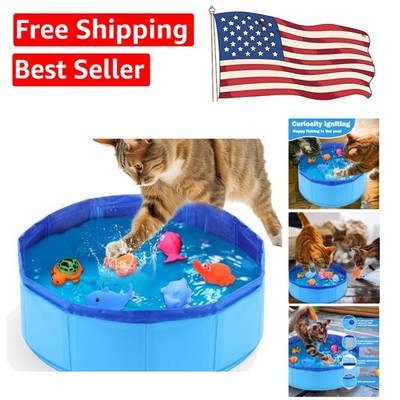 Foldable Cat Pool with Moving Fish Toys - Perfect Water Play for Indoor Cats