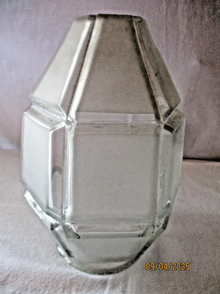 GLOBE OBUS POUR LAMPE SUSPENSION  Art Déco en verre dépoli quadrillé –  vintage - Photo 2/4