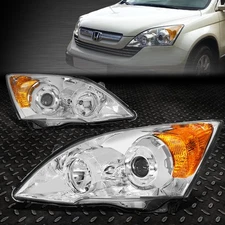 FOR 2007-2011 HONDA CRV CHROME HOUSING AMBER CORNER PROJECTOR HEADLIGHT/LAMP SET