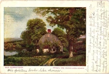 American Journal Examiner 1907 Old Homestead Thatch Roof House Postmarked Yon...