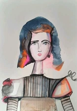  Original Painting Surreal Portrait Abstract 9"X12" Expression  Jess Russell