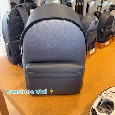 NWT Coach Taylor Backpack In Ombre Signature Canvas CDX84 Silver/Blue