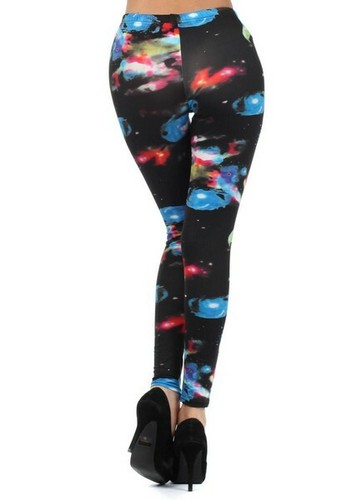 premium Lady's Galactica Outer Space in Blue Printed Fashion Legging - Picture 3 of 3