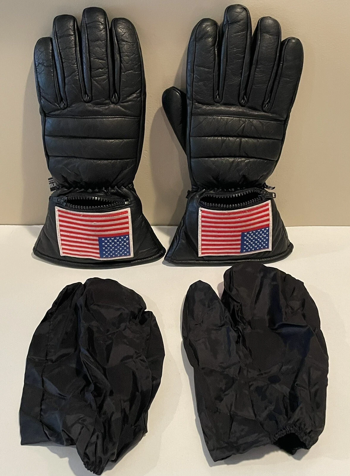 3M Thinsulate Motorcycle Riding Winter Weather Leather Gloves W/Covers Large