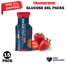 Transcend 15g Glucose Gel Packs Raise Blood Sugar Support - Strawberry 15 Pack