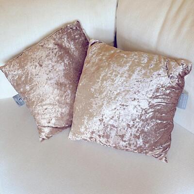 Elements Concierge Collection - Two Beige Tan Velvet Pillows Set Sizes 15''x15'' !