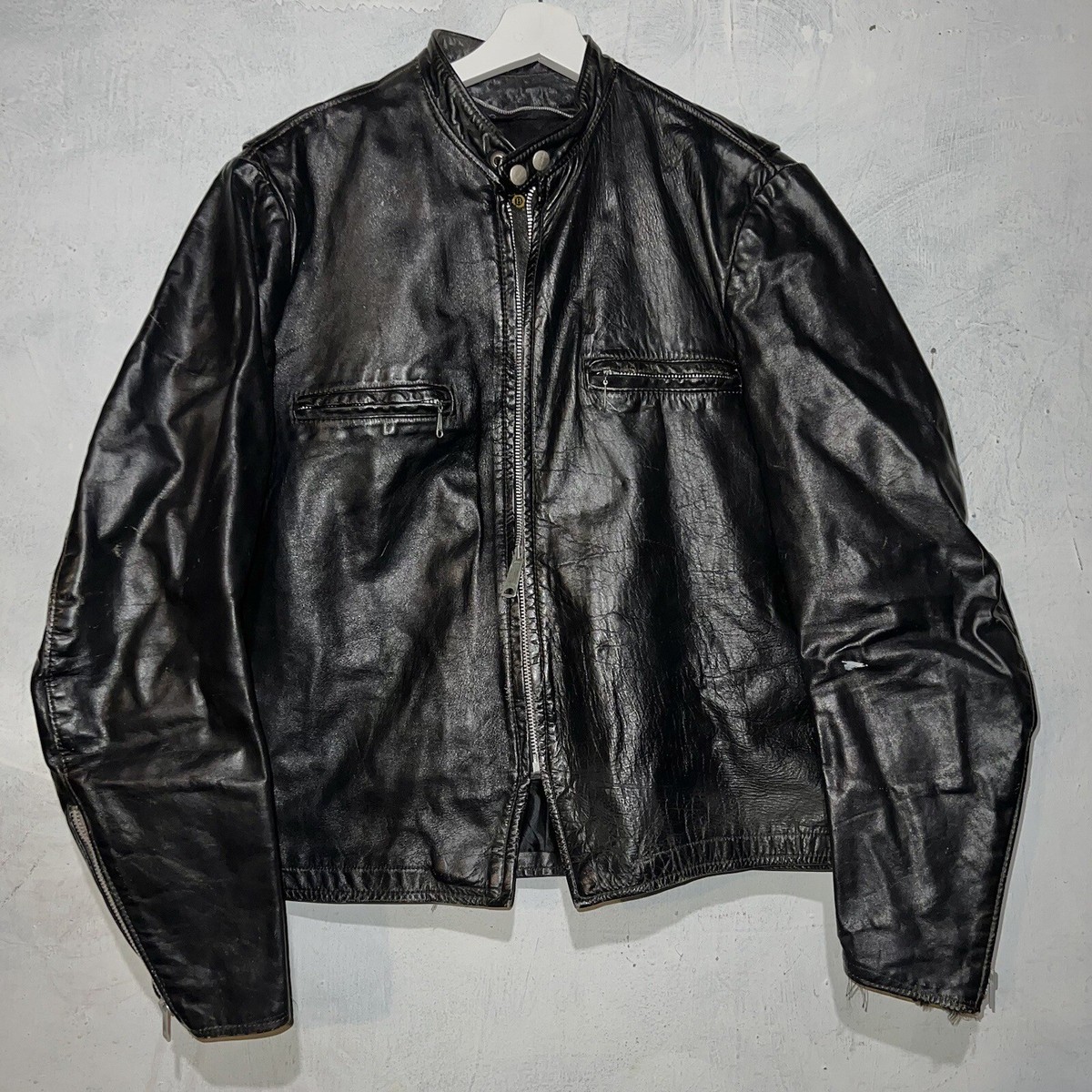 70's Brooks Leather Sportswear 涙TALON 42 Vintage 70s Brooks Cafe Racer Leather Jacket Size 42