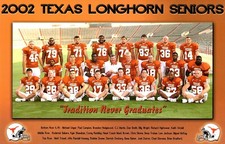 Carte promotionnelle équipe TEXAS LONGHORNS 2002 Mack Brown, Chris Simms