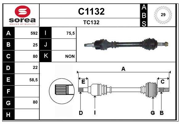 Cardan SNRA C1132 transmission renforcée Citroën Berlingo Monospace