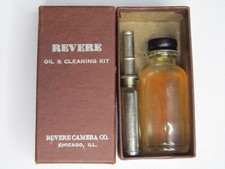 Vintage Revere Camera Co. Oil Cleaning Kit, Oil Jar, Oiler, Original Box