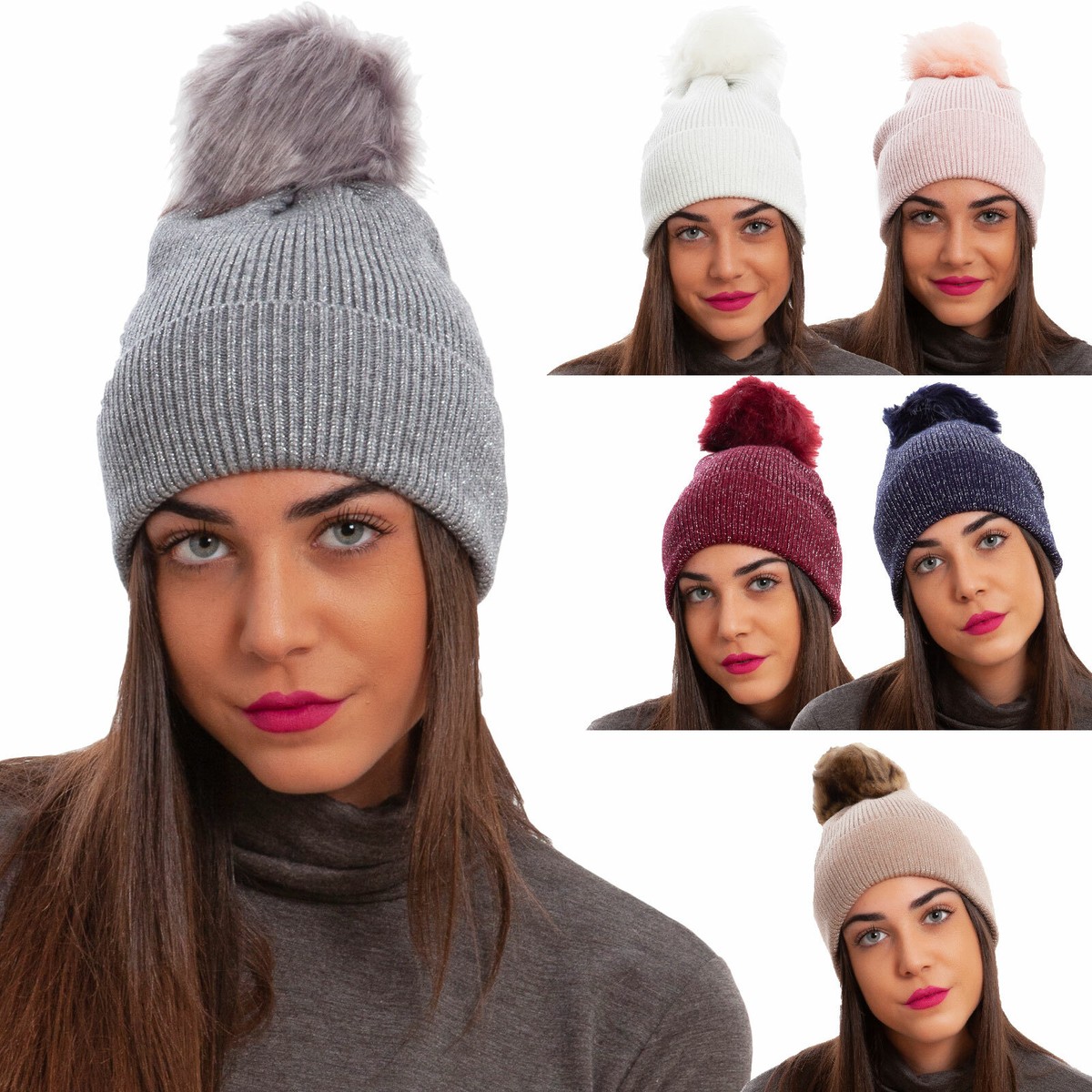 NORTON Cappello in maglia lurex con pompon