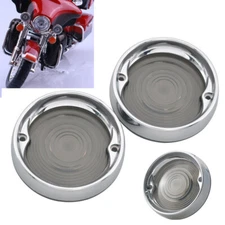 Motorcycle Turn Signal Light Lens Cover Bezels Visor Rings For Harley 1986-2019