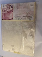 New Spring Champagne Color Tulip Damask Tablecloth 70 Round Poly/cotton