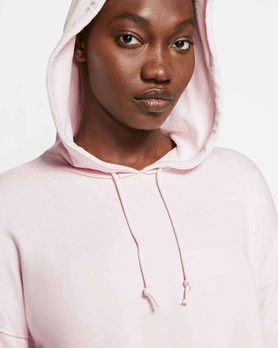 Women's Nike Yoga Luxe Cropped Hoodie M Barely Rose Pink Casual Gym Training