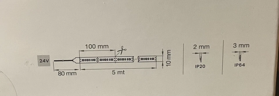 Strisce led Lampo 24v-IP65-14,4w/mt-3000k , 2 da 5mt e 2 da 3mt - Immagine 3 di 3